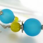 Turquoise And Yellow Glass On Sterling Silver..