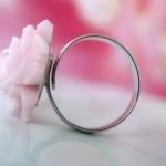 Pink Rose Flower Silver Adjustable Ring