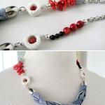 Mermaid Bracelet Recycled Denim Fabric With Lava..